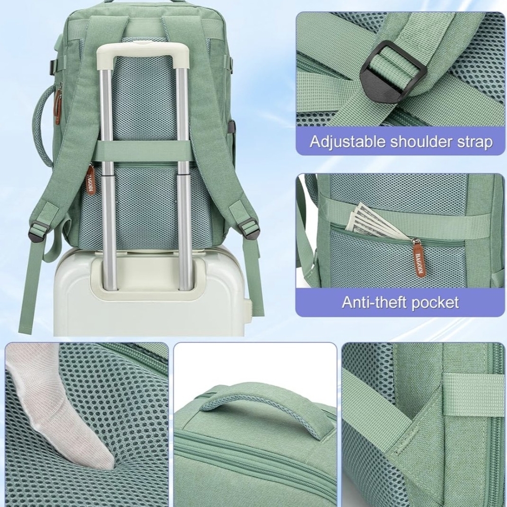 Green Anti-Theft Backpack With USB Port